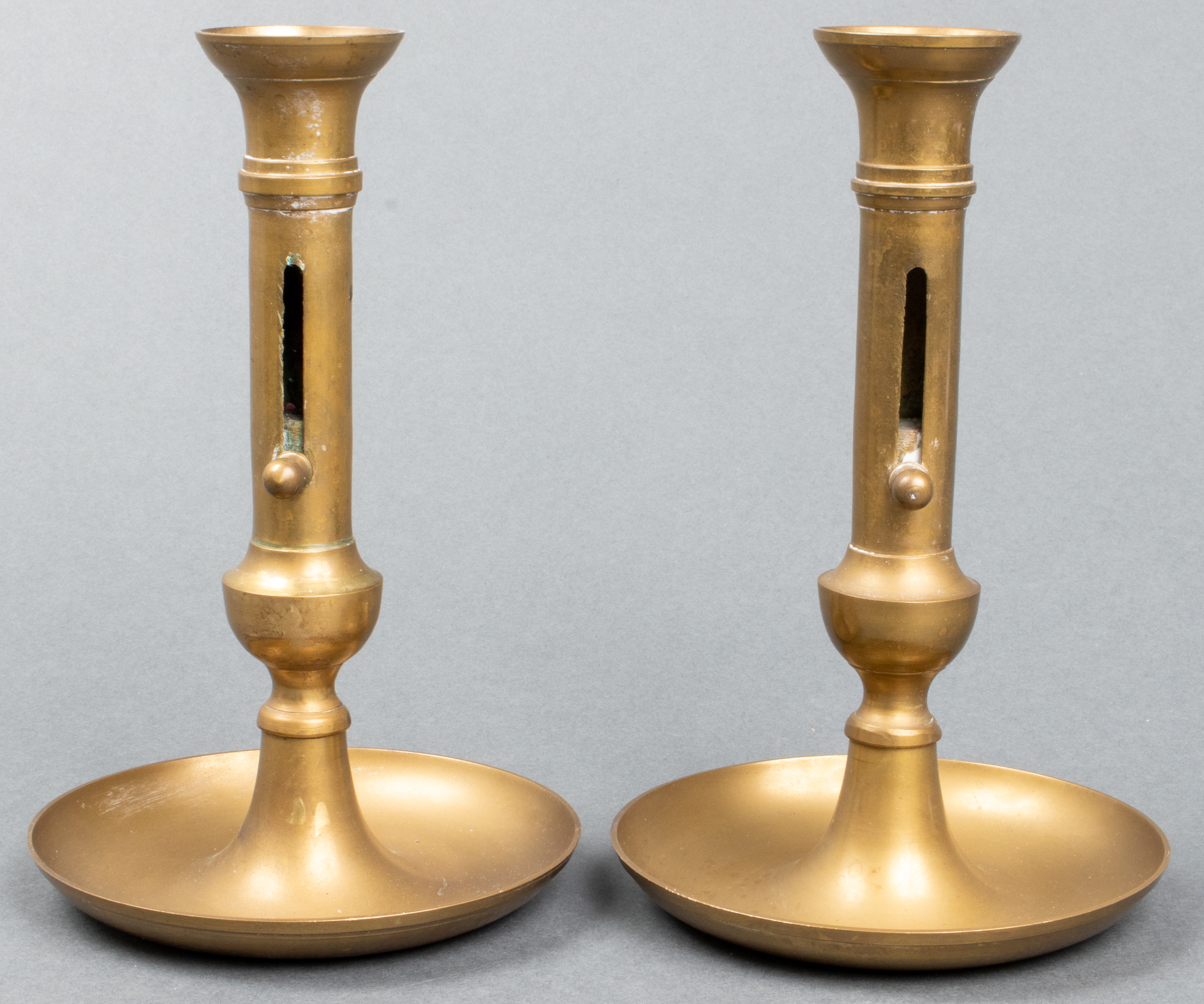 BRASS CANDLESTICK HOLDERS, PAIR