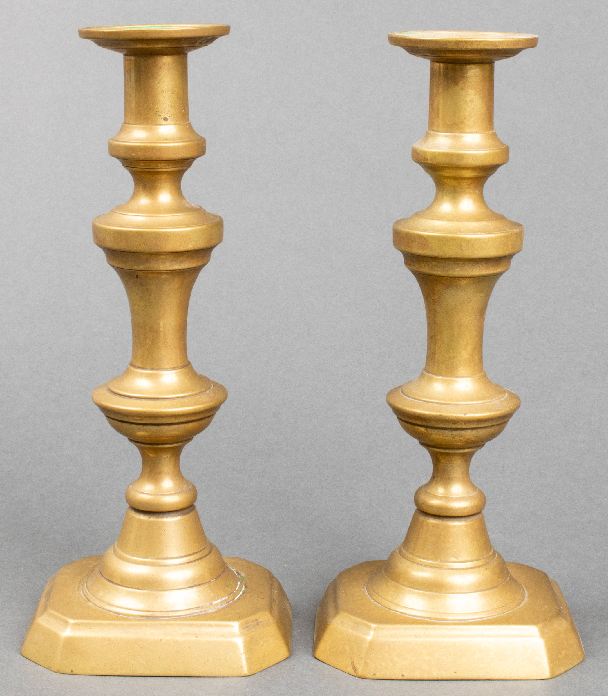 BRASS CANDLESTICK HOLDERS, PAIR