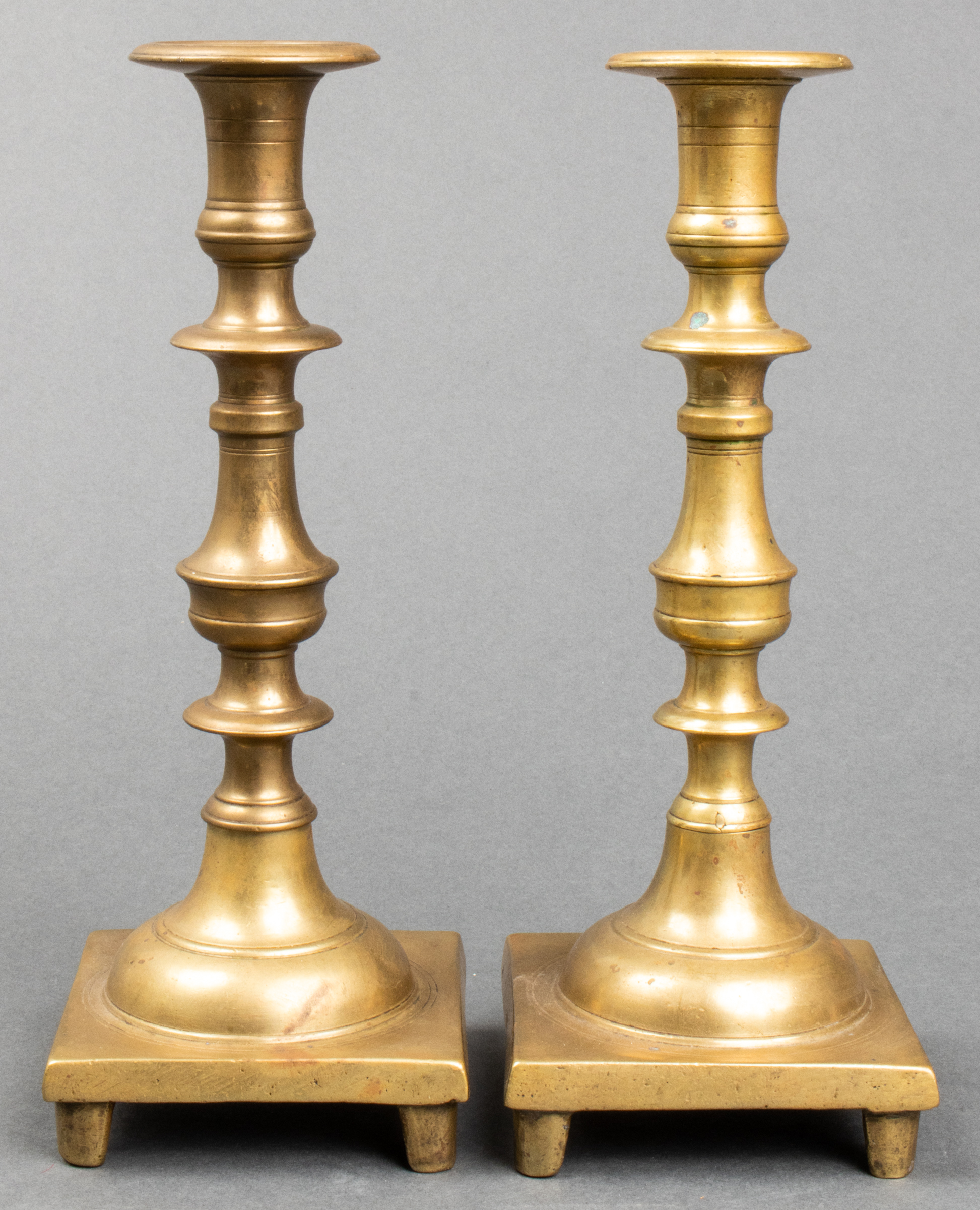 BRASS CANDLESTICK HOLDERS, PAIR