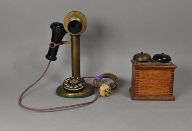 BRASS CANDLESTICK ROTARY PHONE
