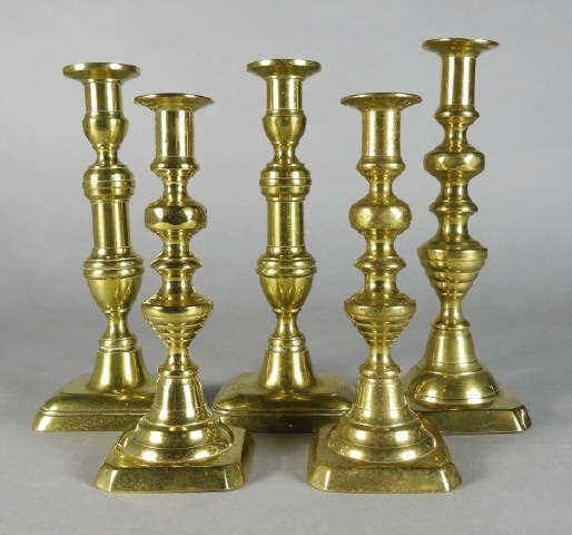 BRASS CANDLESTICKS, ENGLISH, 19TH