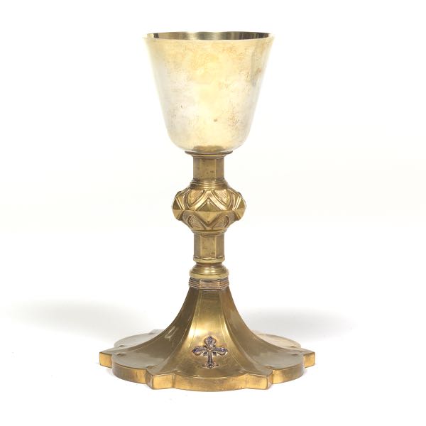 BRASS CHALICE WITH STERLING CUP 9