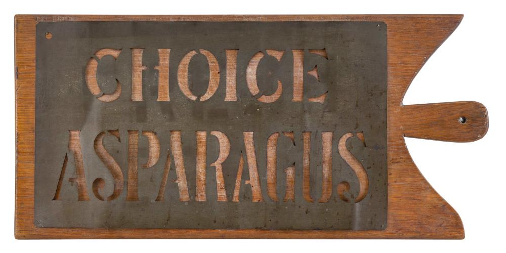 BRASS "CHOICE ASPARAGUS" STENCIL