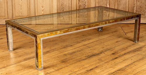 BRASS CHROME COFFEE TABLE ATTR.
