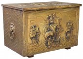 BRASS-CLAD WOOD STORAGE TRUNKB