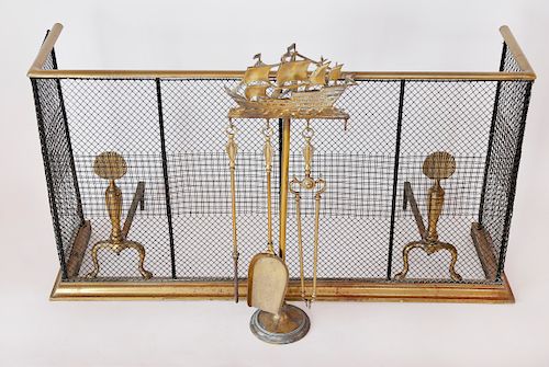 BRASS CLIPPER SHIP AND SCALLOP