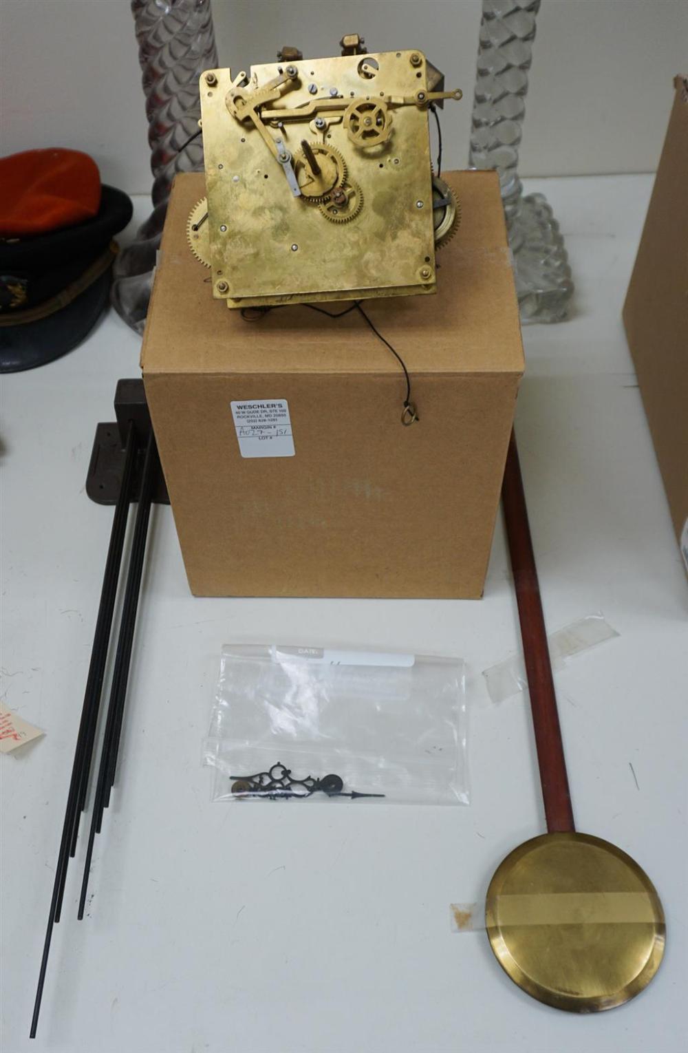 BRASS CLOCK MOVEMENT, IRON CHIMES