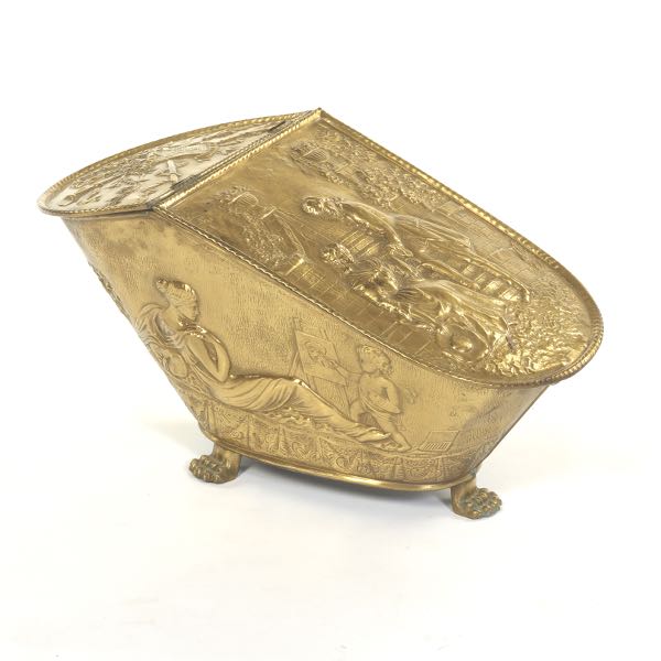 BRASS COAL SCUTTLE 13"H x 23" x 13"