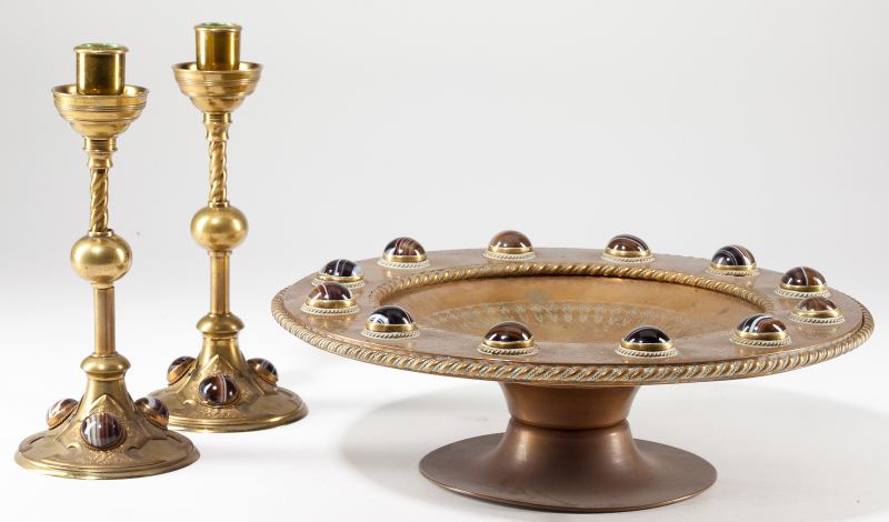 Brass Compote and Candlesticks