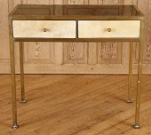 BRASS CONSOLE TABLE INSET BLAC