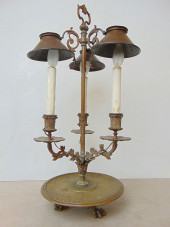 BRASS & COPPER TABLE LAMP WITH