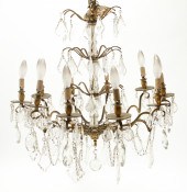 BRASS & CRYSTAL 10-LIGHT 4-TIE