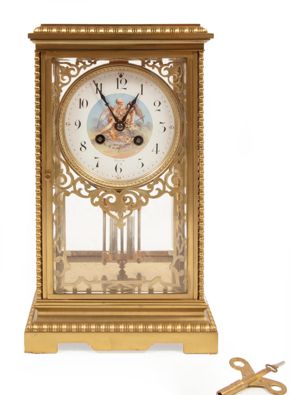 BRASS CRYSTAL REGULATOR CLOCK "S.