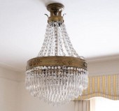 BRASS & CUT CRYSTAL CHANDELIER