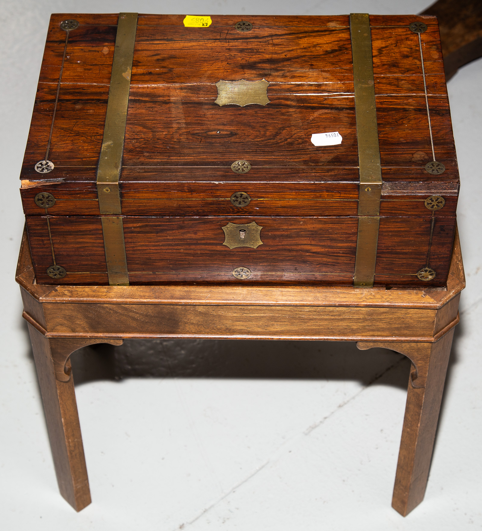 BRASS DECORATED ROSEWOOD LAP DESK