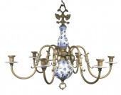 BRASS & DELFT CANDLE CHANDELIE