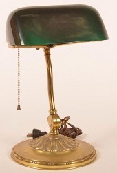 BRASS DESK LAMP WITH GREEN OVE