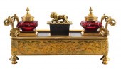 BRASS DESK SET, LATE 19TH/ EAR