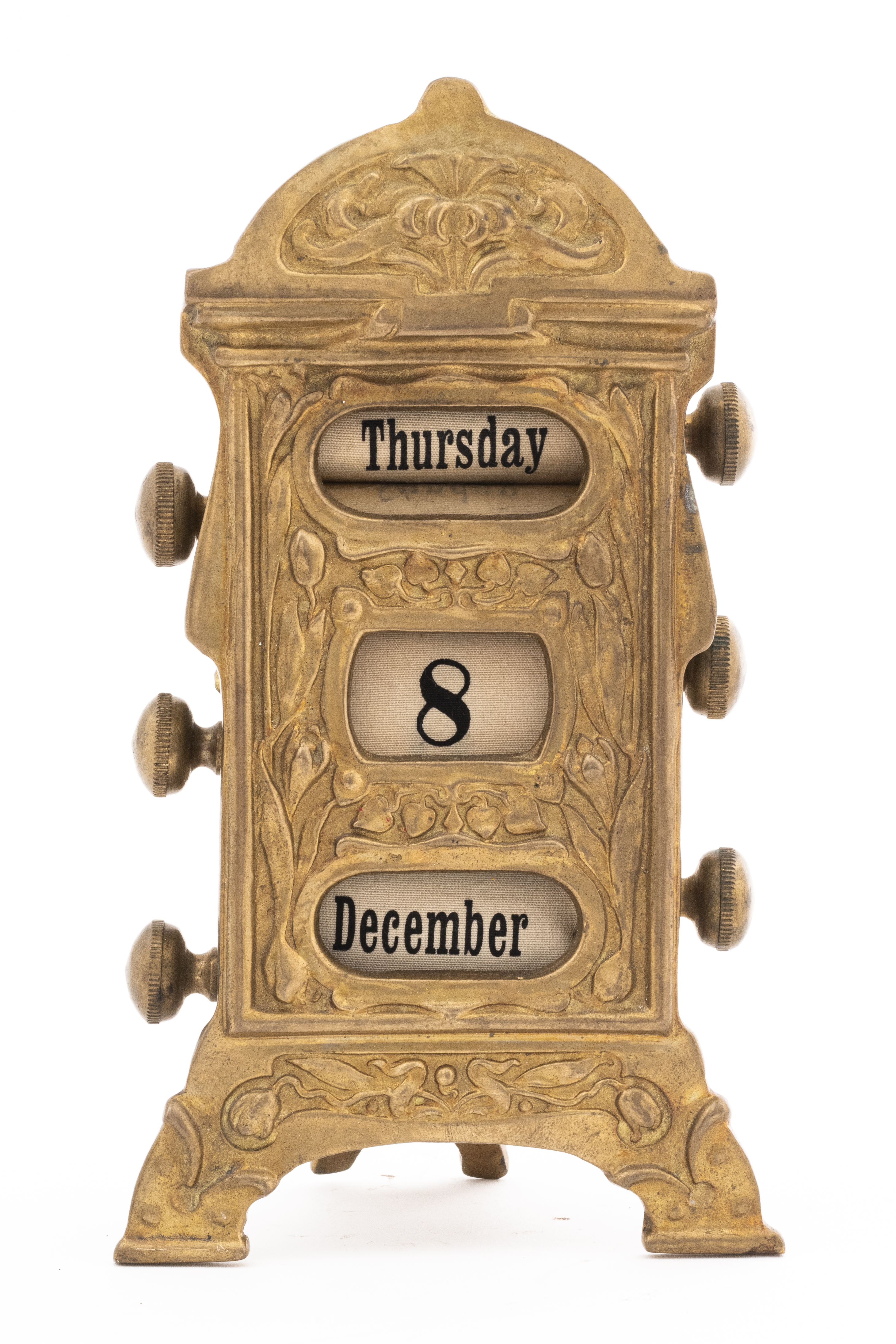 BRASS DESKTOP REVOLVING CALENDAR