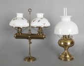 Brass double student lamp late