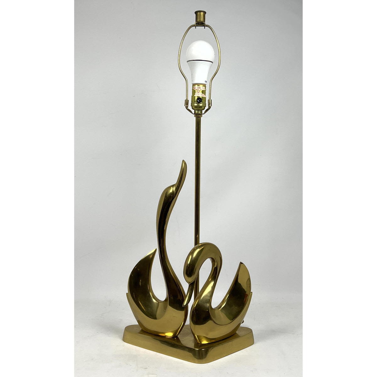 Brass Double Swan Table Lamp. 