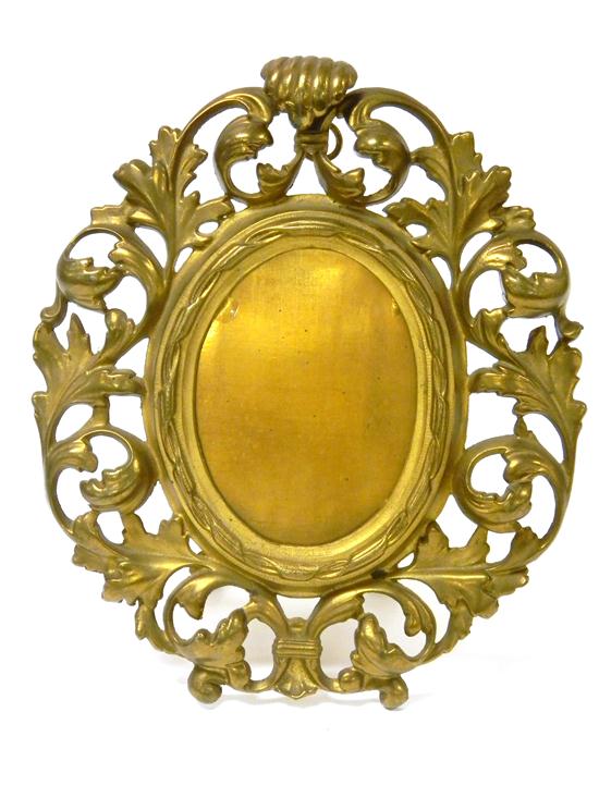 Brass easel frame  ornate foliate