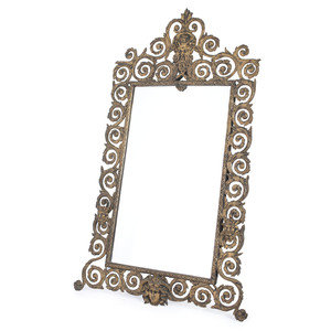 Brass Easel Mirror with Grotesque