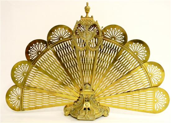 Brass fan folding fireplace screen