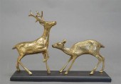 BRASS FIGURAL GROUP OF A DOE A