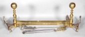BRASS FIRE FENDER, AND ANDIRON