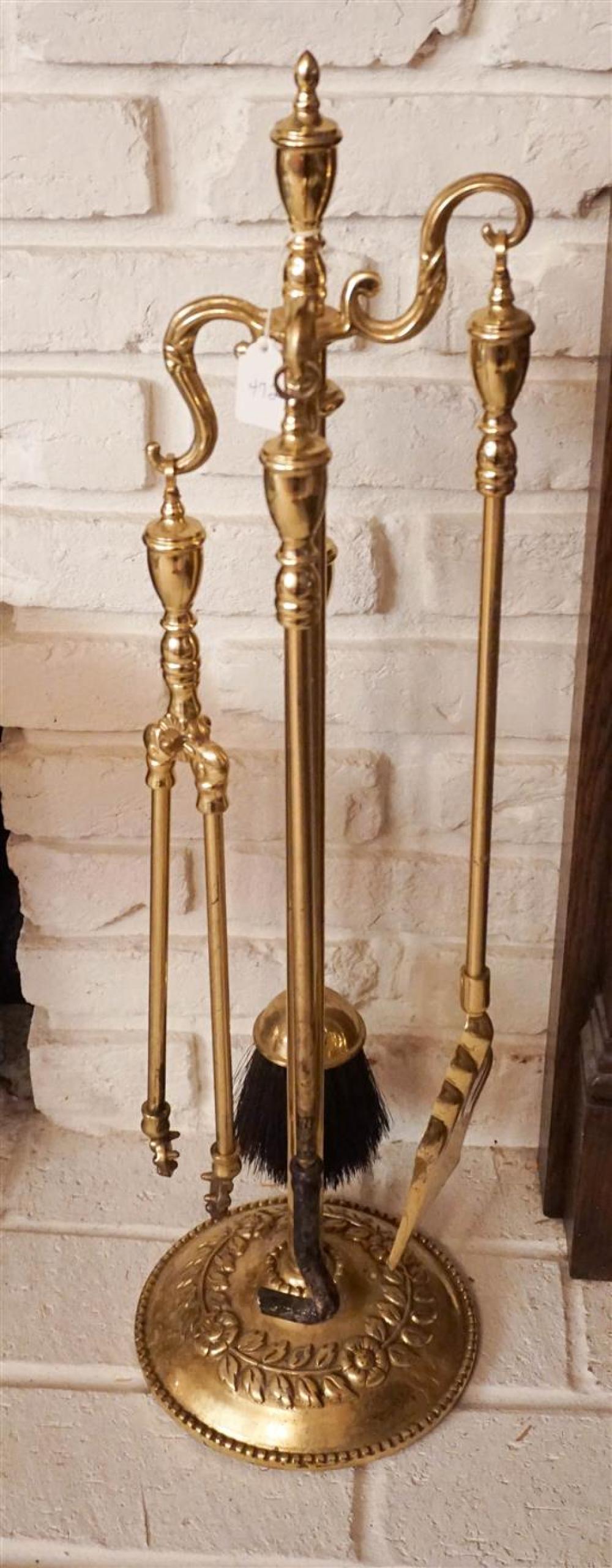 BRASS FIRE TOOL STAND AND FOUR