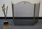 BRASS FIRE TOOL STAND WITH FOU