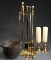 BRASS FIRE TOOL STAND WITH SIX
