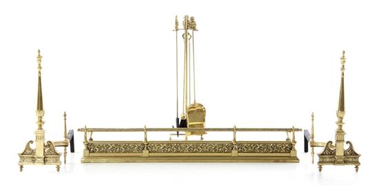 Brass fireplace ensemble consisting