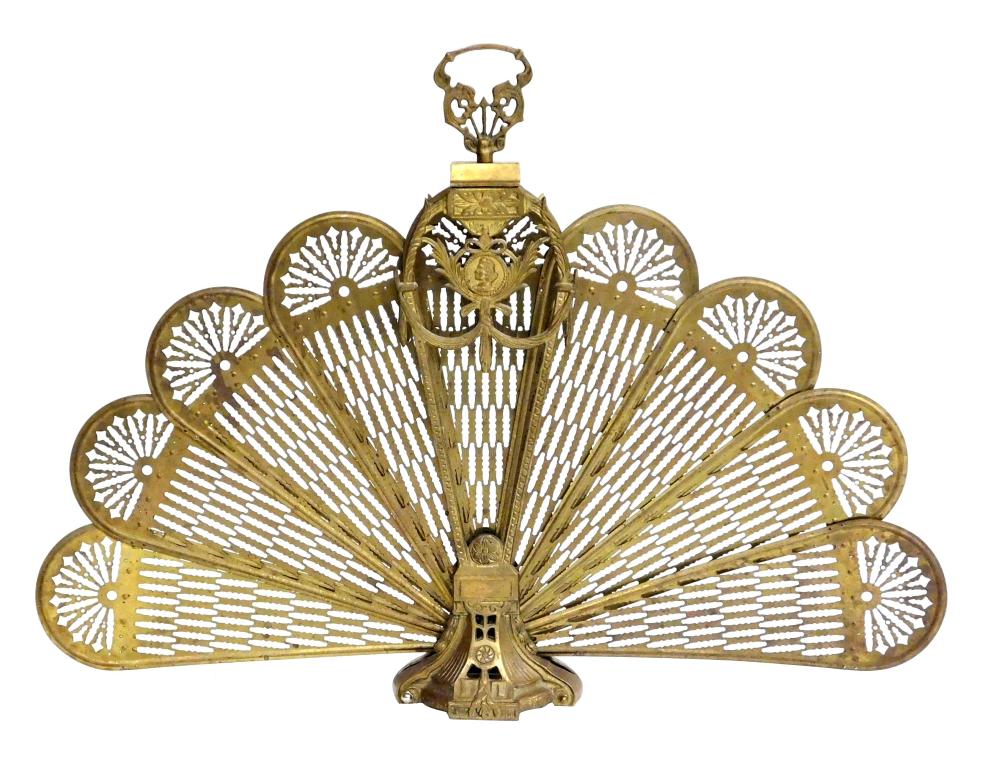 BRASS FIREPLACE FAN SCREEN, EARLY
