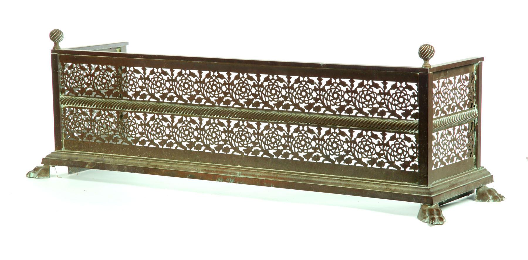 BRASS FIREPLACE FENDER. 
