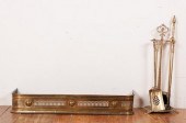 BRASS FIREPLACE FENDER AND TOO
