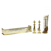 BRASS FIREPLACE FENDER, TOOLS