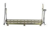 BRASS FIREPLACE FENDER W/ (4)