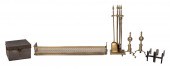 BRASS FIREPLACE SET EARLY 20TH