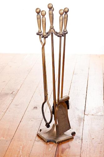 BRASS FIREPLACE TOOL SETAntique
