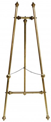 BRASS FLOOR EASEL, LATE 19TH C