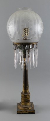 BRASS FLUID LAMP WITH ETCHED G