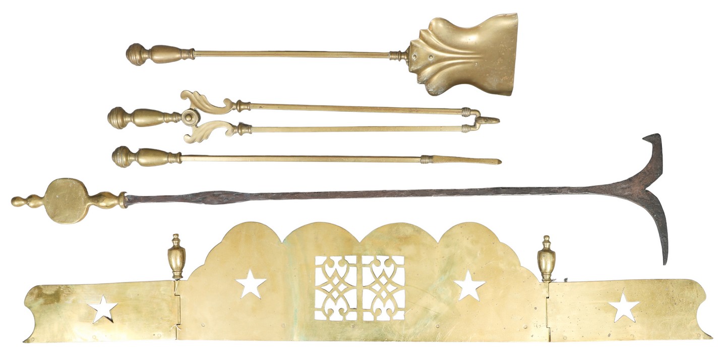 Brass folding fireplace fender,