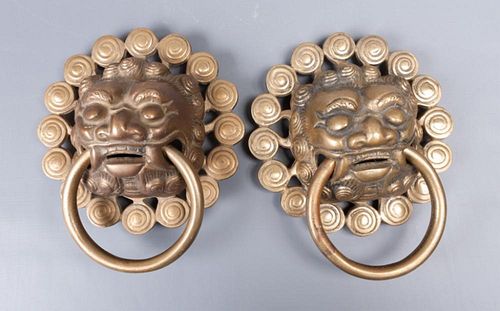 BRASS FOO DOG DOOR KNOCKERS,