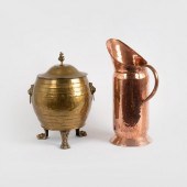 BRASS FOOTED COAL HOD AND HAMM