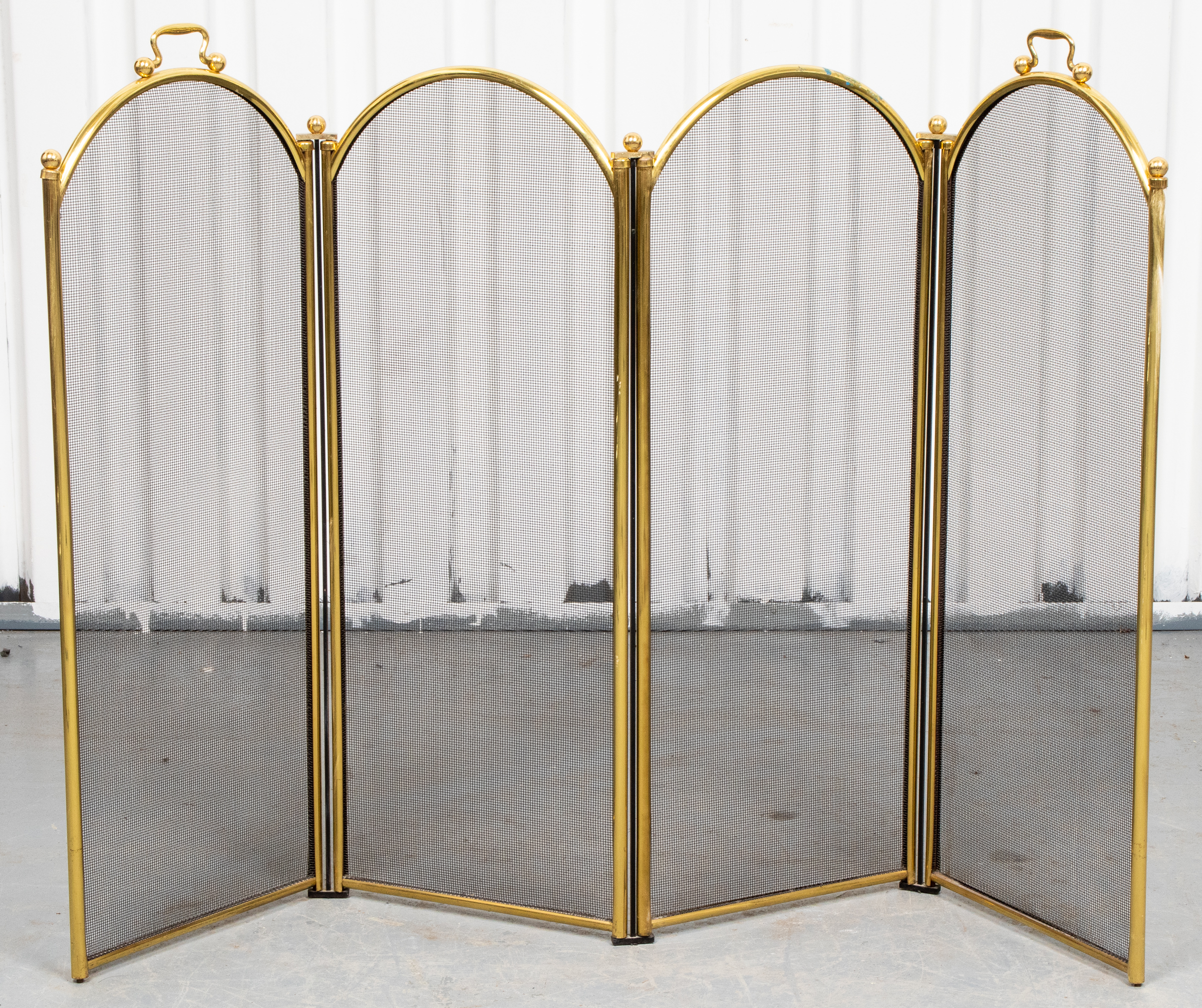 BRASS FOUR PANEL FIRE SCREEN