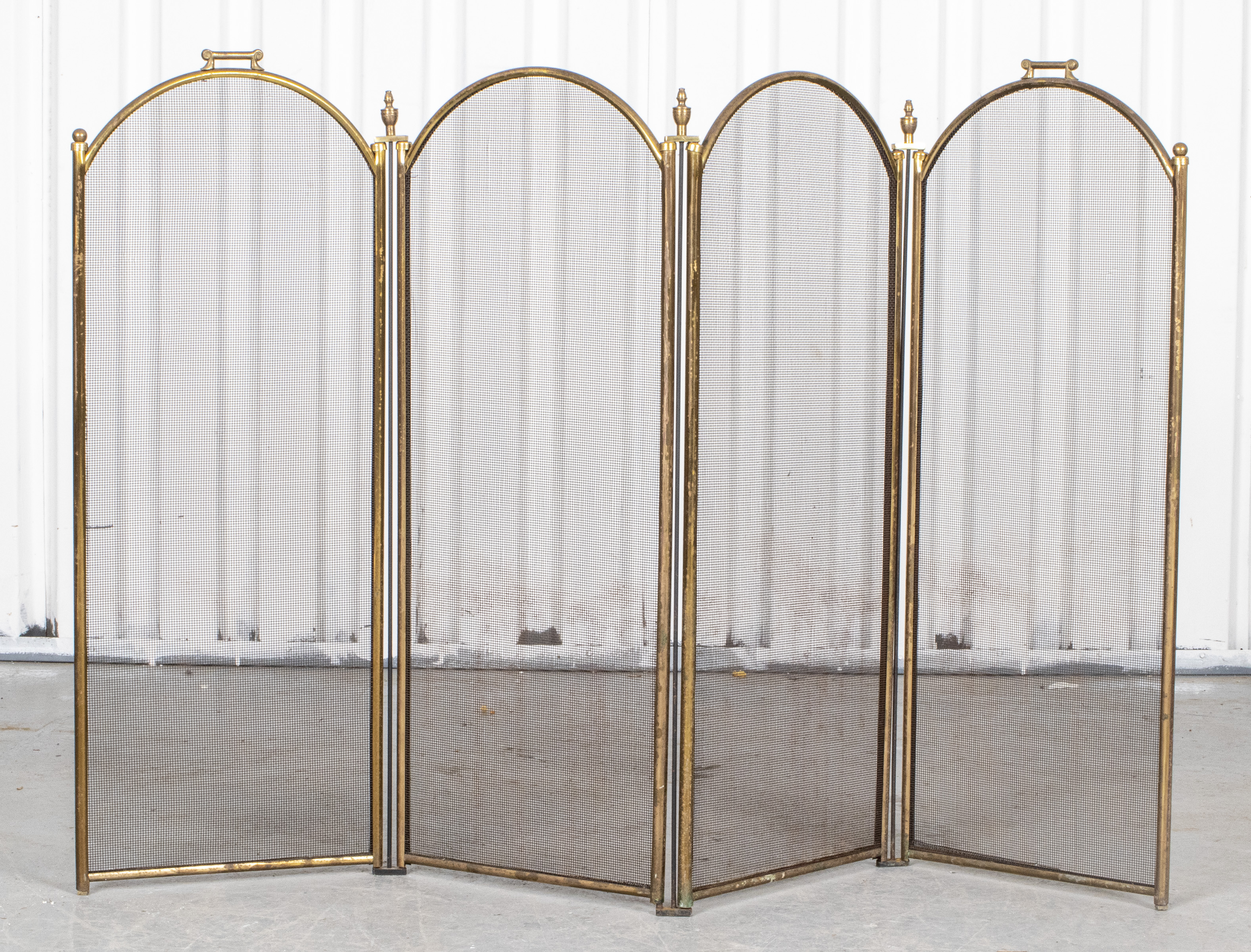 BRASS FOUR PANEL FIREPLACE SCREEN