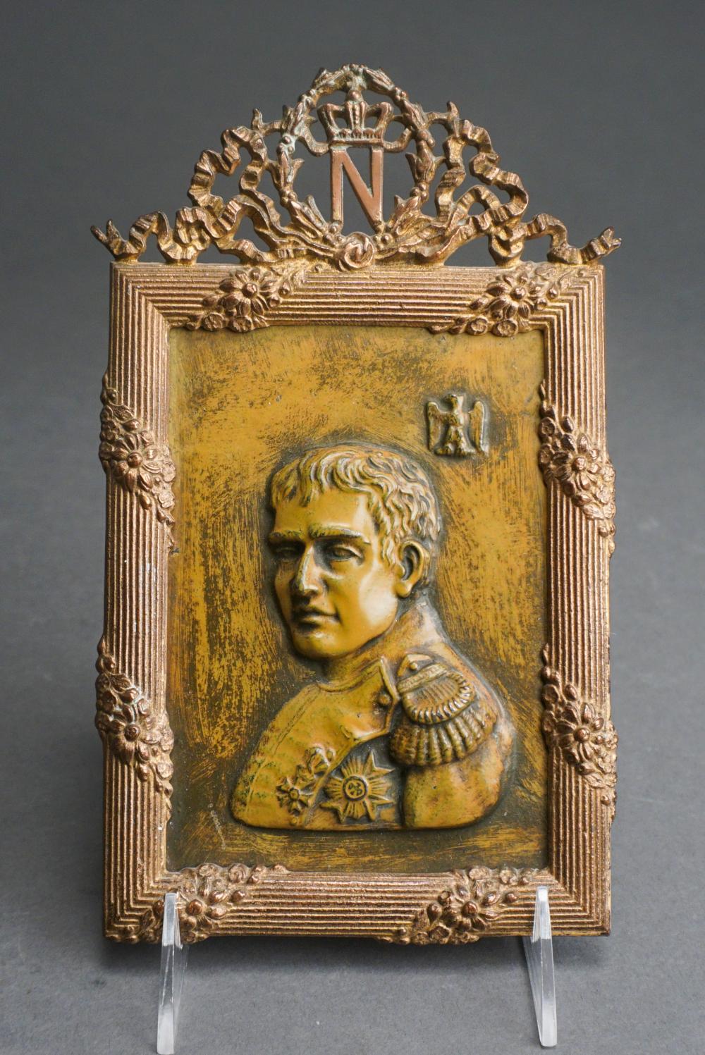 BRASS FRAMED BAS-RELIEF PLAQUE OF