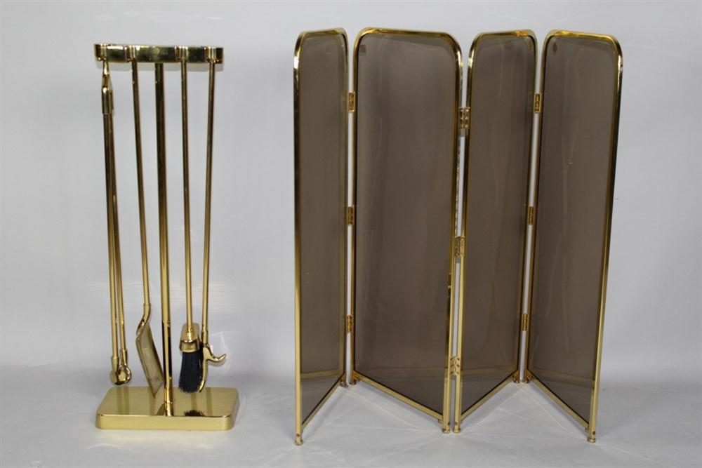 BRASS FRAMED SMOKED GLASS